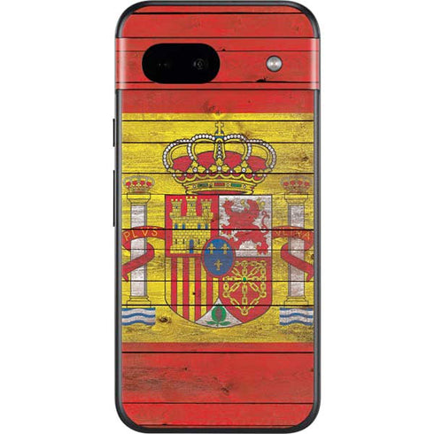Spain Flag Dark Wood Google Pixel 8a Skin